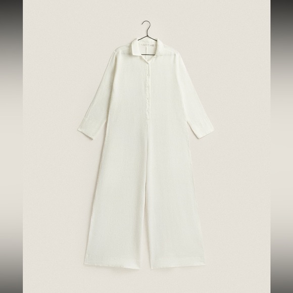 ZARA 100% LINEN JUMPSUIT - Picture 1 of 4